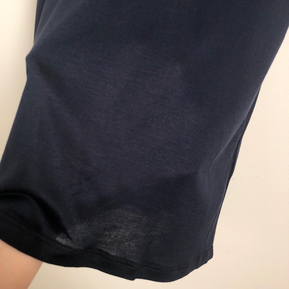 J Crew Crew Neck Navy Blue T -Shirt Satin Trim - Picture 5 of 6